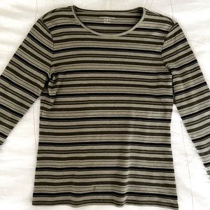 Green Striped Long Sleeve Layering Shirt